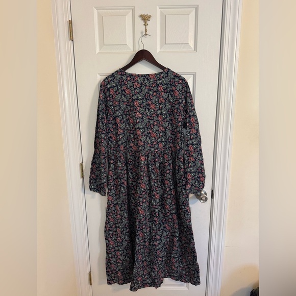 Eddie Bauer dress size XL corduroy maxi floral red blue green vintage - Picture 4 of 4